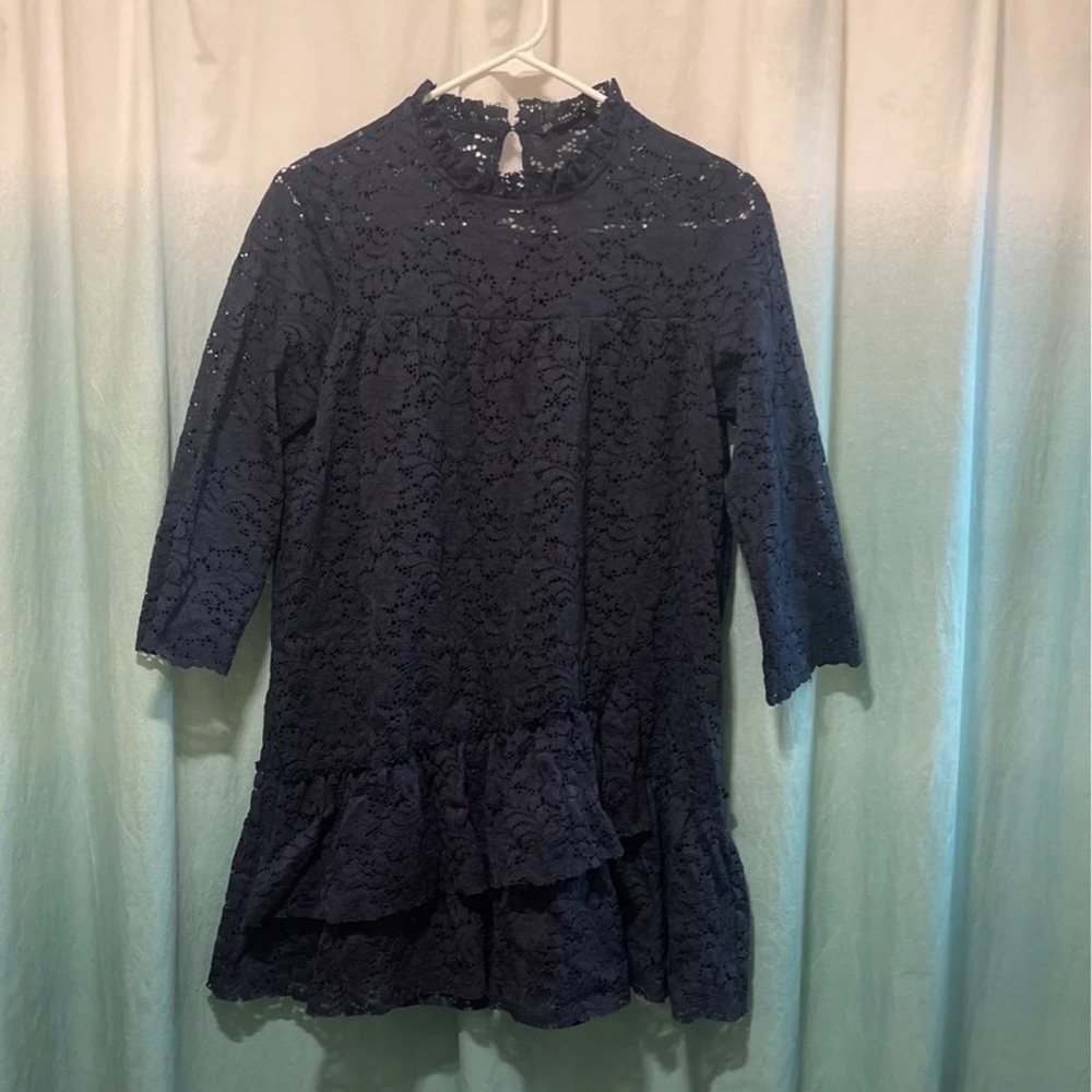 Zara navy blue lace mini babydoll dress